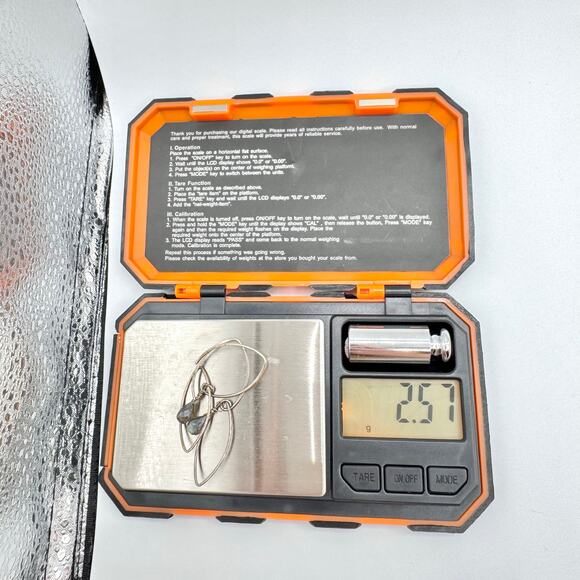 Labradorite Briolette Dangle Silver Threader Hoop Earrings Wirework Acid Tested - Picture 9 of 12